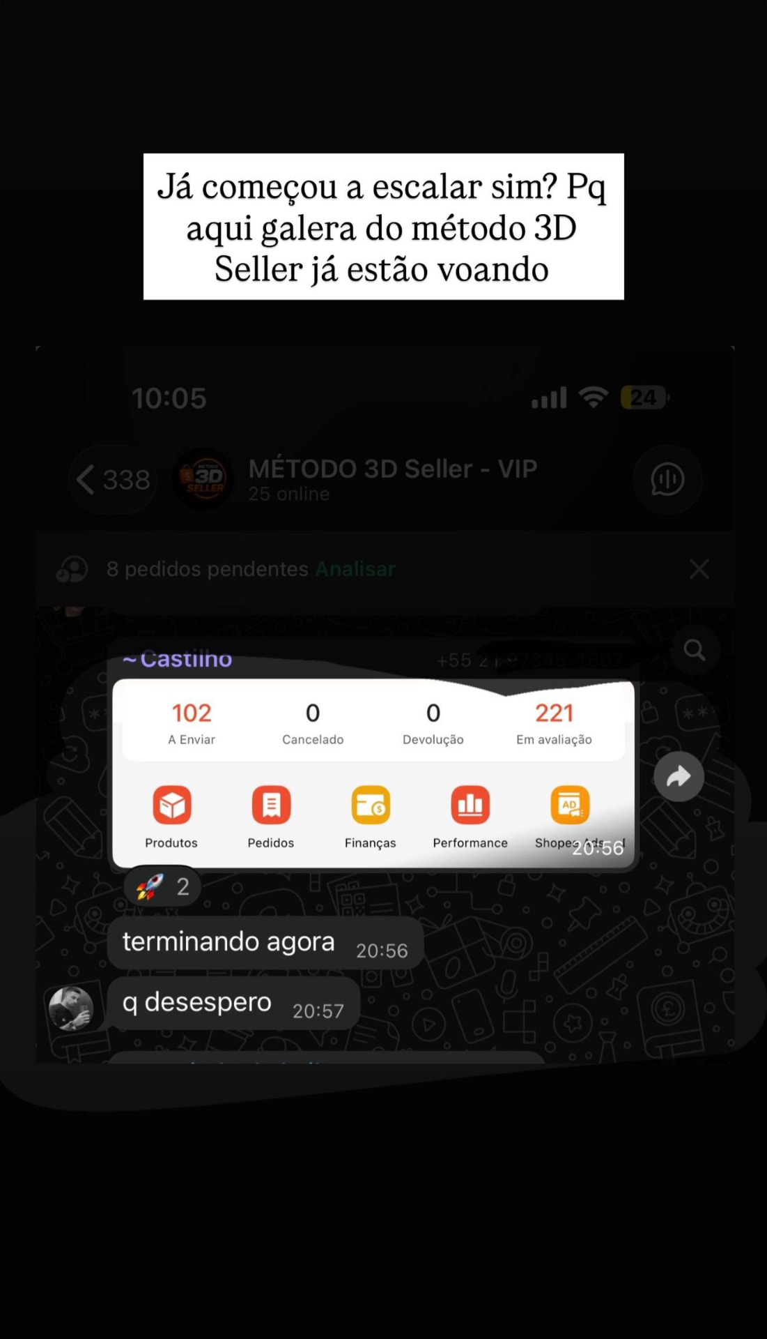 Feedback real de aluno do Método 3D Seller — FEEDBACK_04