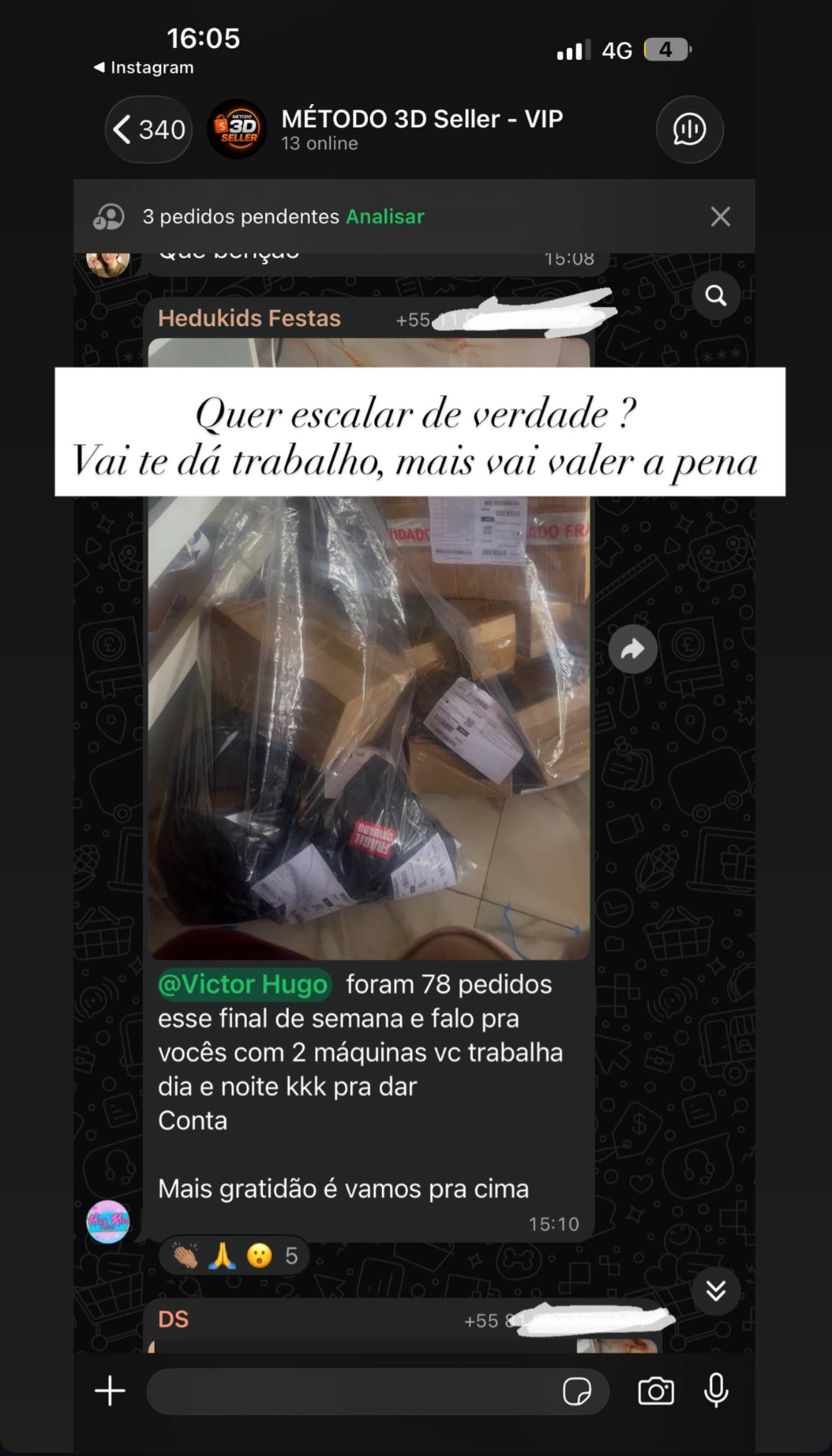 Feedback real de aluno do Método 3D Seller — FEEDBACK_06